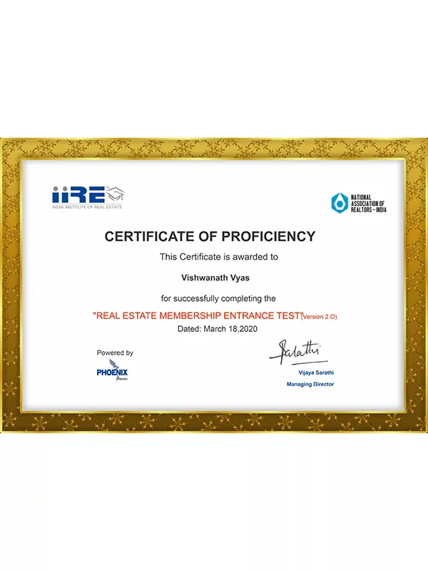 Certificate of Proficiency by IIRE