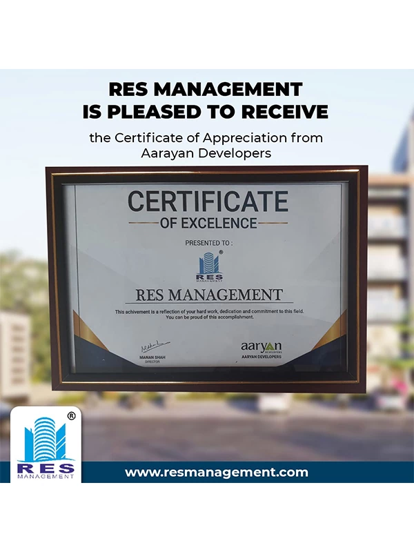 Certificate of Appreciation by Aaryan Developers